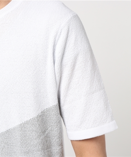 MIND BLOW（マインドブロウ）の「ハイゲージ鹿の子編みパネル切り替えニットTシャツ（ニット/セーター・メンズ・ホワイト/ネイビー/ブラック・M/L）」の7枚目の写真