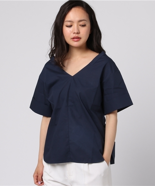 UNRELISH(アンレリッシュ)の「スキッパーコットンブラウス(シャツ/ブラウス・レディース・ホワイト/レッド/ネイビー・MEDIUM)」の1枚目の写真