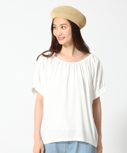 GLOBAL WORK（グローバルワーク）の「【吸水速乾】2WAYオフショルカット半袖/745871（Tシャツ/カットソー・レディース・カーキ/ブラック/ホワイト/ブラウン・MEDIUM/LARGE）」の12枚目の写真