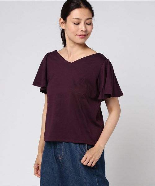 one after another NICE CLAUP（ワンアフターアナザーナイスクラップ）の「フレアスリーブTシャツ（Tシャツ/カットソー・レディース・ピンク/キャメル/ボルドー/アイボリー/ブラック・FREE）」の19枚目の写真