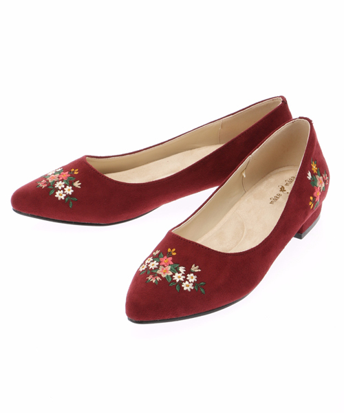 Green　Parks（グリーンパークス）の「maRe maRe DAILYMARKET ・花刺繍×フェイクスエードパンプス（パンプス・レディース・ボルドー/キャメル/ブラック/ベージュ・L/M）」の8枚目の写真