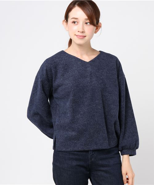 earth music&ecology（アースミュージックアンドエコロジー）の「サカリバ起毛Vネックプルオーバー（Tシャツ/カットソー・レディース・ライトグレー/ネイビー/アイボリー/ミント・FREE）」の10枚目の写真