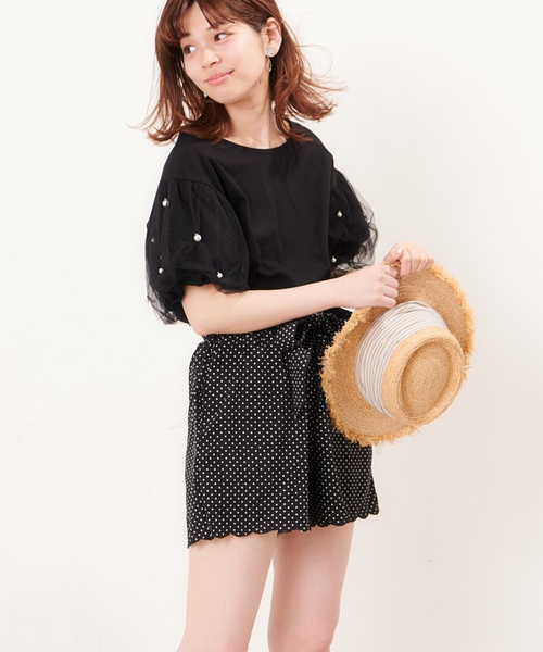 natural couture(ナチュラルクチュール)の「ドット柄ショートパンツ(その他パンツ・レディース・ブラック/オフホワイト・FREE)」の8枚目の写真