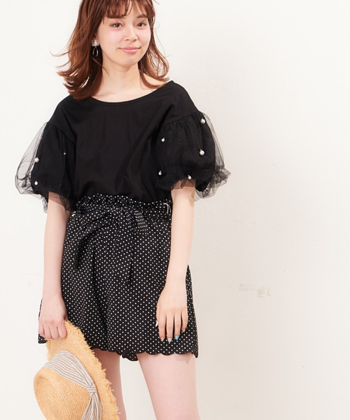 natural couture(ナチュラルクチュール)の「ドット柄ショートパンツ(その他パンツ・レディース・ブラック/オフホワイト・FREE)」の9枚目の写真