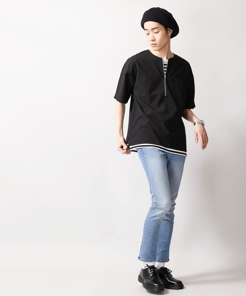 WEGO(ウィゴー)の「WEGO/ストレッチハーフZIPビッグシルエットプルオーバーシャツ(シャツ/ブラウス・メンズ・ブラック/グリーン・LARGE/MEDIUM)」の16枚目の写真