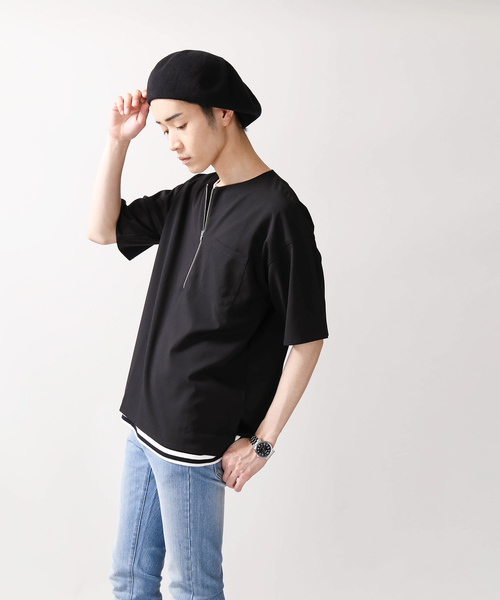 WEGO(ウィゴー)の「WEGO/ストレッチハーフZIPビッグシルエットプルオーバーシャツ(シャツ/ブラウス・メンズ・ブラック/グリーン・LARGE/MEDIUM)」の15枚目の写真