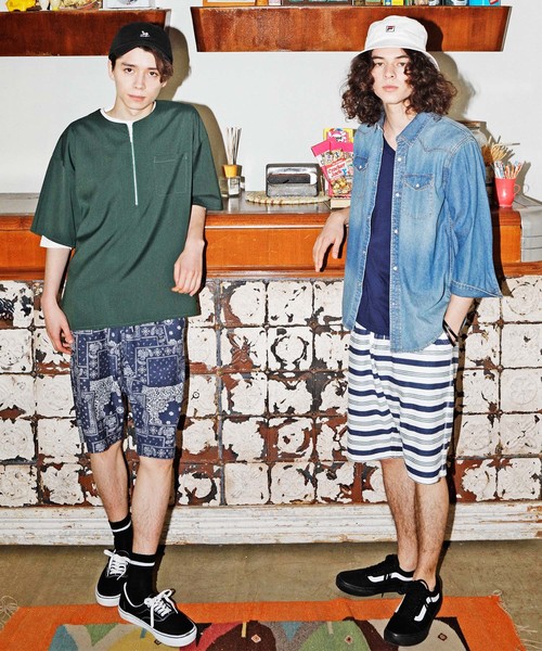 WEGO(ウィゴー)の「WEGO/ストレッチハーフZIPビッグシルエットプルオーバーシャツ(シャツ/ブラウス・メンズ・ブラック/グリーン・LARGE/MEDIUM)」の17枚目の写真