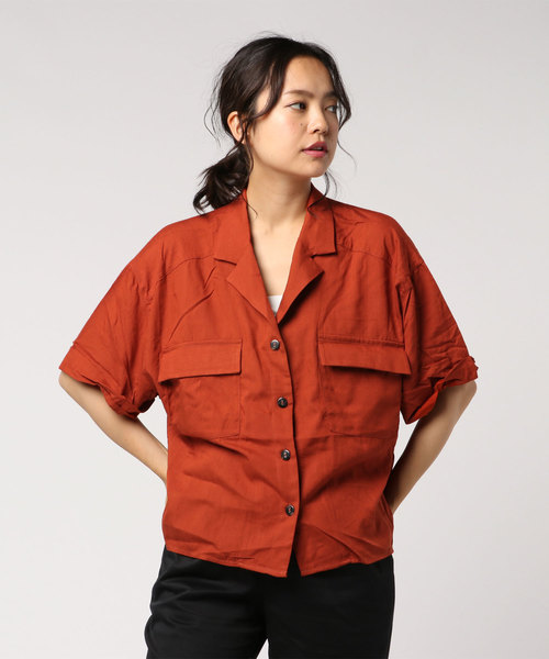 PAGEBOY(ページボーイ)の「オープンカラーシャツ(シャツ/ブラウス・レディース・ブラック/テラコッタ/ベージュ/カーキ・FREE)」の7枚目の写真