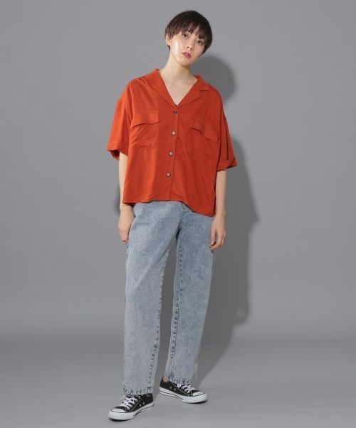 PAGEBOY(ページボーイ)の「オープンカラーシャツ(シャツ/ブラウス・レディース・ブラック/テラコッタ/ベージュ/カーキ・FREE)」の10枚目の写真