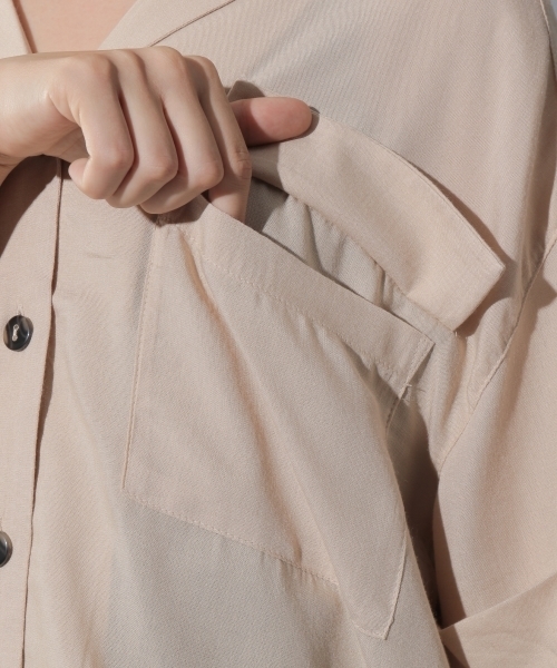 PAGEBOY(ページボーイ)の「オープンカラーシャツ(シャツ/ブラウス・レディース・ブラック/テラコッタ/ベージュ/カーキ・FREE)」の19枚目の写真