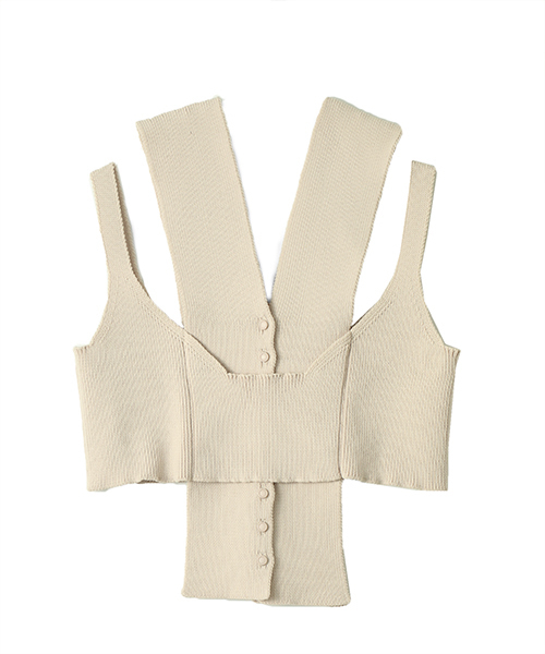 TAN（タン）の「【TAN】レイヤードリブキャミソール 19SS-2（キャミソール・レディース・ブラック/ベージュ/グリーン・FREE）」の4枚目の写真