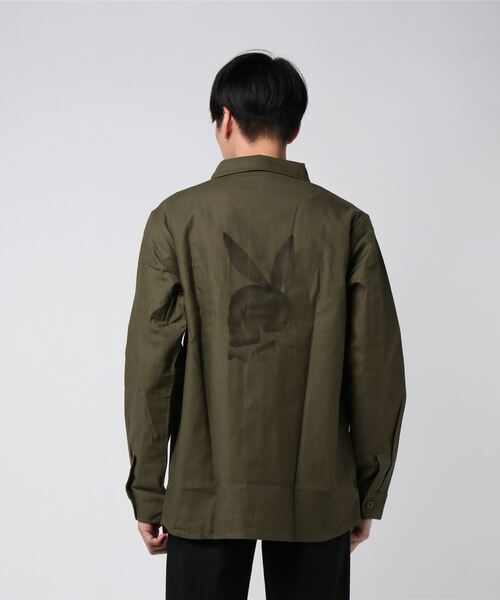 HOUSTON(ヒューストン)の「【HOUSTON】PRINT ARMY SHIRT (SKULLBUNNY)(シャツ/ブラウス・メンズ・カーキ/オリーブドラブ・14.5/15.5/16.5/17.5)」の7枚目の写真