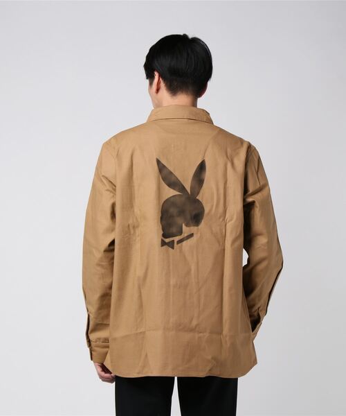 HOUSTON(ヒューストン)の「【HOUSTON】PRINT ARMY SHIRT (SKULLBUNNY)(シャツ/ブラウス・メンズ・カーキ/オリーブドラブ・14.5/15.5/16.5/17.5)」の1枚目の写真