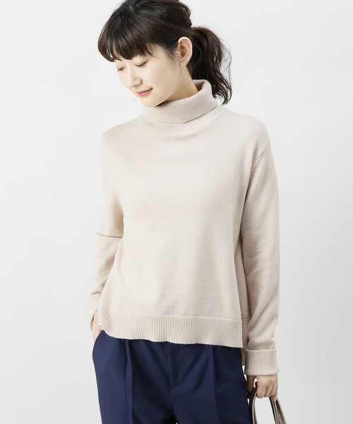 JOINT WORKS(ジョイントワークス)の「《追加》タートルネックプルオーバー(ニット/セーター・レディース・サックスブルー/アイボリー・FREE)」の1枚目の写真