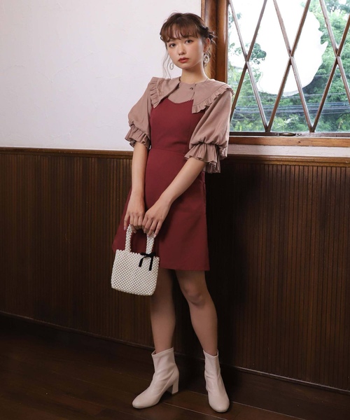 one after another NICE CLAUP（ワンアフターアナザーナイスクラップ）の「後ろレースアップミニ丈ジャンパースカート（ジャンパースカート・レディース・ブラック/ブラウン系その他/ベージュ系その他/ボルドー/モカ/チェック・FREE）」の21枚目の写真