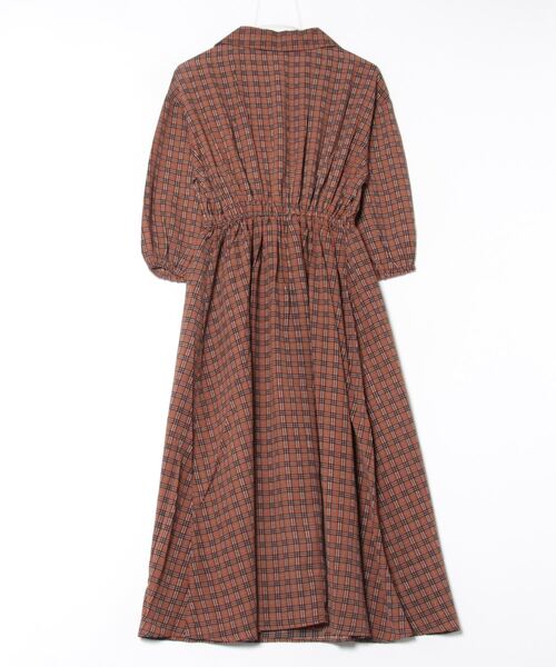 チェック柄オープンカラーマキシワンピース