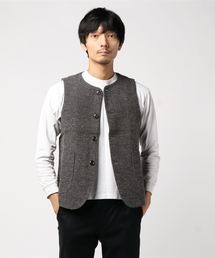 quadro | 1/8英国羊毛破れ斜文織樹脂加工クルーベスト(ベスト)