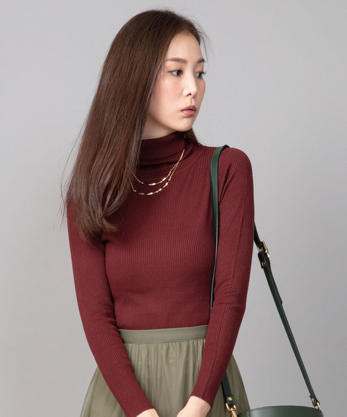 JETSET SOLO PLUS （ジェットセットソロプラス）の「アロエ加工リブタートルネックニット（ニット/セーター・レディース・チャコールグレー/ブラウン/イエロー・FREE）」の2枚目の写真