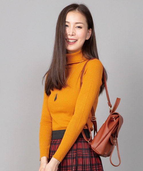 JETSET SOLO PLUS （ジェットセットソロプラス）の「アロエ加工リブタートルネックニット（ニット/セーター・レディース・チャコールグレー/ブラウン/イエロー・FREE）」の3枚目の写真