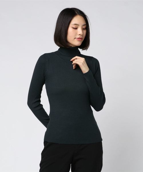 JETSET SOLO PLUS （ジェットセットソロプラス）の「アロエ加工リブタートルネックニット（ニット/セーター・レディース・チャコールグレー/ブラウン/イエロー・FREE）」の8枚目の写真