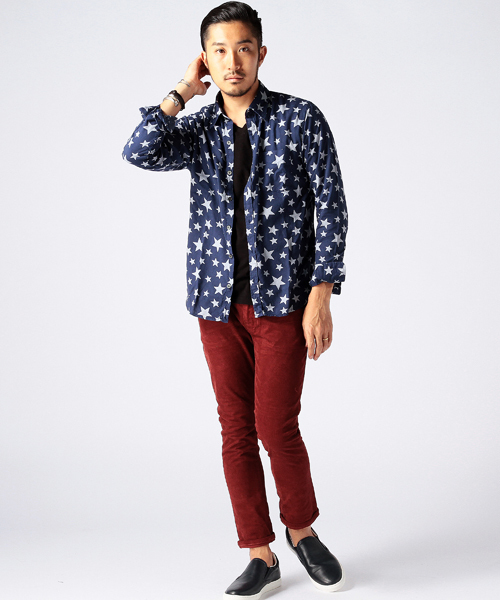 BEAMS（ビームス）の「◎BEAMS / スタープリント ミニレギュラー L/S シャツ（シャツ/ブラウス・メンズ・ネイビー/ブラック・LARGE/MEDIUM/SMALL）」の16枚目の写真