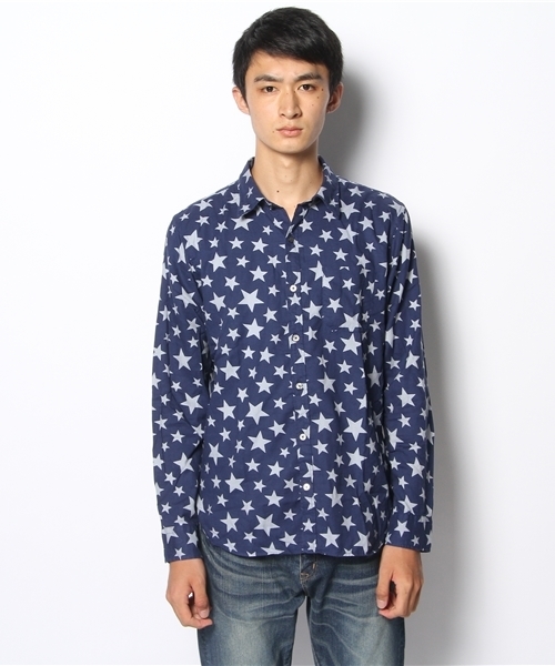 BEAMS（ビームス）の「◎BEAMS / スタープリント ミニレギュラー L/S シャツ（シャツ/ブラウス・メンズ・ネイビー/ブラック・LARGE/MEDIUM/SMALL）」の3枚目の写真