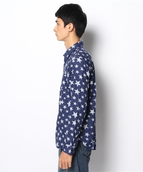 BEAMS（ビームス）の「◎BEAMS / スタープリント ミニレギュラー L/S シャツ（シャツ/ブラウス・メンズ・ネイビー/ブラック・LARGE/MEDIUM/SMALL）」の4枚目の写真