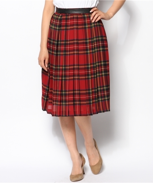 ROSE BUD（ローズバッド）の「LSK-14207 LOW/W PLEATED SKIRT（スカート・レディース・レッド/ブルー・ONE SIZE）」の2枚目の写真