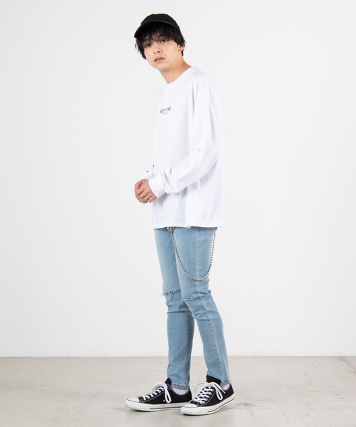 WEGO（ウィゴー）の「WEGO/フラッシュロゴ刺繍ロンT（Tシャツ/カットソー・メンズ・ターコイズブルー/ホワイト/ブラック・LARGE/MEDIUM）」の15枚目の写真