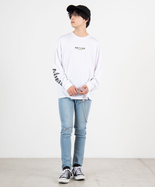 WEGO（ウィゴー）の「WEGO/フラッシュロゴ刺繍ロンT（Tシャツ/カットソー・メンズ・ターコイズブルー/ホワイト/ブラック・LARGE/MEDIUM）」の4枚目の写真