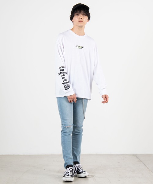 WEGO（ウィゴー）の「WEGO/フラッシュロゴ刺繍ロンT（Tシャツ/カットソー・メンズ・ターコイズブルー/ホワイト/ブラック・LARGE/MEDIUM）」の6枚目の写真