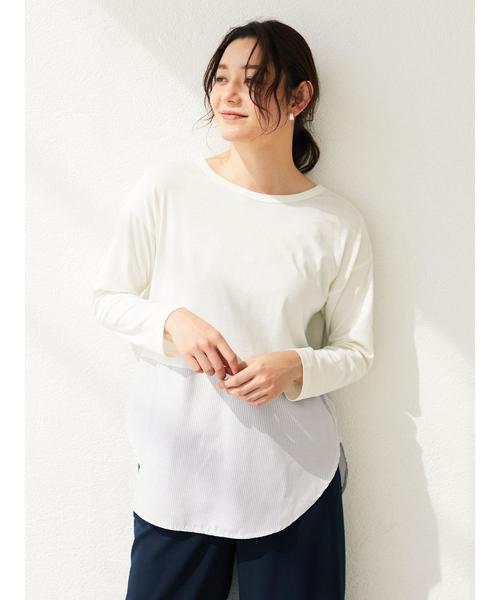 Green　Parks（グリーンパークス）の「裾切替ロンT＊（Tシャツ/カットソー・レディース・オフホワイト/グレー系その他3/ブルー系その他4・FREE）」の5枚目の写真