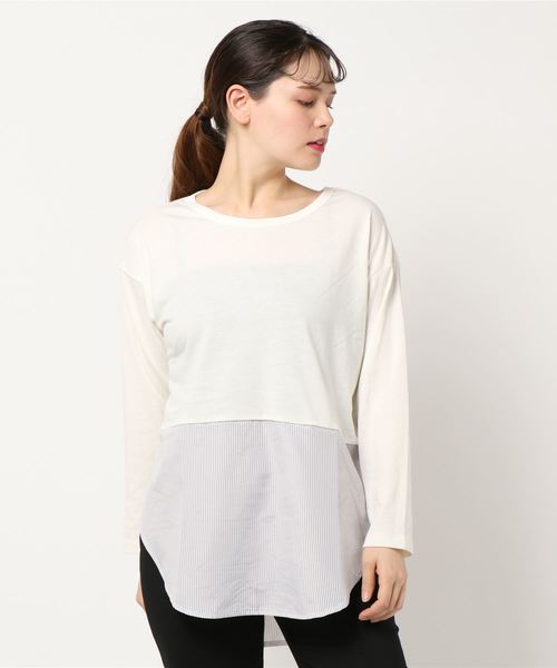 Green　Parks（グリーンパークス）の「裾切替ロンT＊（Tシャツ/カットソー・レディース・オフホワイト/グレー系その他3/ブルー系その他4・FREE）」の18枚目の写真