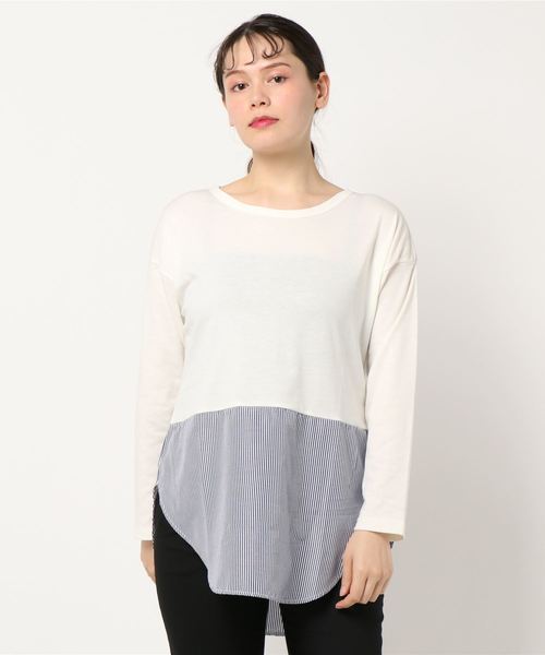 Green　Parks（グリーンパークス）の「裾切替ロンT＊（Tシャツ/カットソー・レディース・オフホワイト/グレー系その他3/ブルー系その他4・FREE）」の16枚目の写真