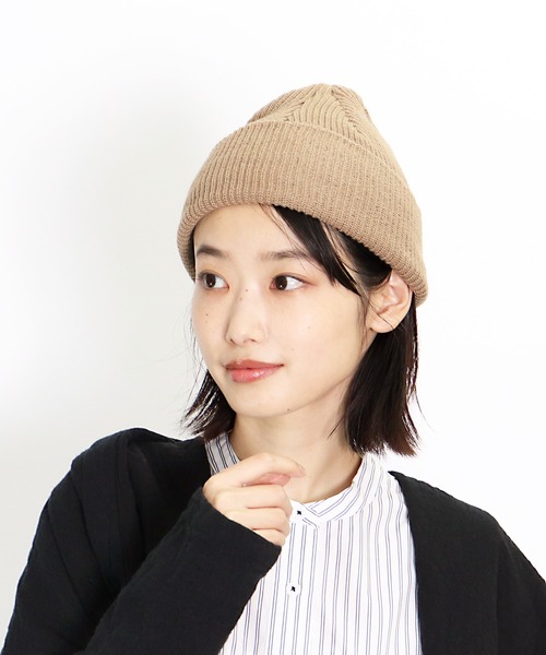 salle de bal（サルデバル）の「ANTI-5 AZE ビーニー/ニット帽  抗菌/抗ウイルス/消臭/防粉/帯電防止（ニットキャップ/ビーニー・レディース・ベージュ/ブラック/パープル/オリーブドラブ/ネイビー/ブラウン/グレー/レッド・FREE）」の5枚目の写真