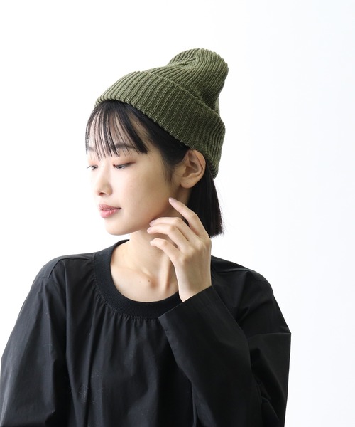salle de bal（サルデバル）の「ANTI-5 AZE ビーニー/ニット帽  抗菌/抗ウイルス/消臭/防粉/帯電防止（ニットキャップ/ビーニー・レディース・ベージュ/ブラック/パープル/オリーブドラブ/ネイビー/ブラウン/グレー/レッド・FREE）」の6枚目の写真