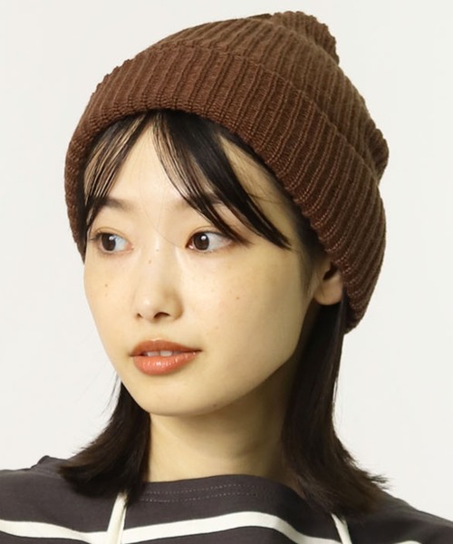 salle de bal（サルデバル）の「ANTI-5 AZE ビーニー/ニット帽  抗菌/抗ウイルス/消臭/防粉/帯電防止（ニットキャップ/ビーニー・レディース・ベージュ/ブラック/パープル/オリーブドラブ/ネイビー/ブラウン/グレー/レッド・FREE）」の4枚目の写真