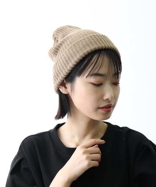 salle de bal（サルデバル）の「ANTI-5 AZE ビーニー/ニット帽  抗菌/抗ウイルス/消臭/防粉/帯電防止（ニットキャップ/ビーニー・レディース・ベージュ/ブラック/パープル/オリーブドラブ/ネイビー/ブラウン/グレー/レッド・FREE）」の17枚目の写真