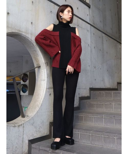 EMODA（エモダ）の「フィットフレアパンツ（その他パンツ・レディース・ブラック/パープル/ブラウン・SMALL/MEDIUM/FREE）」の4枚目の写真