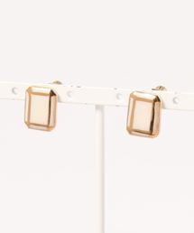 【irodori】jewel cut earring(square 白)