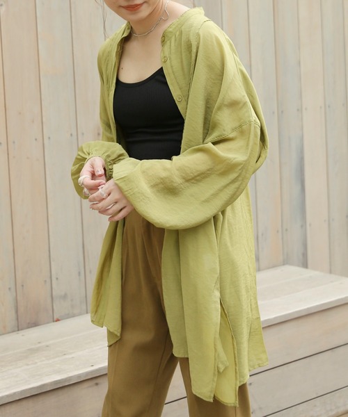 VANNIE U（ヴァニーユー）の「ヨーク切り替えバンドカラーシアーシャツ（シャツ/ブラウス・レディース・ベージュ/ブラウン/グリーン・FREE）」の22枚目の写真