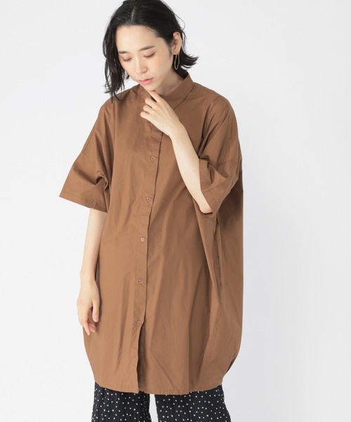 studio CLIP(スタディオクリップ)の「タイプライターシャツワンピース(ワンピース・レディース・スモーク/ブラウン/オフホワイト・FREE)」の2枚目の写真