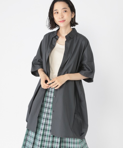 studio CLIP(スタディオクリップ)の「タイプライターシャツワンピース(ワンピース・レディース・スモーク/ブラウン/オフホワイト・FREE)」の3枚目の写真