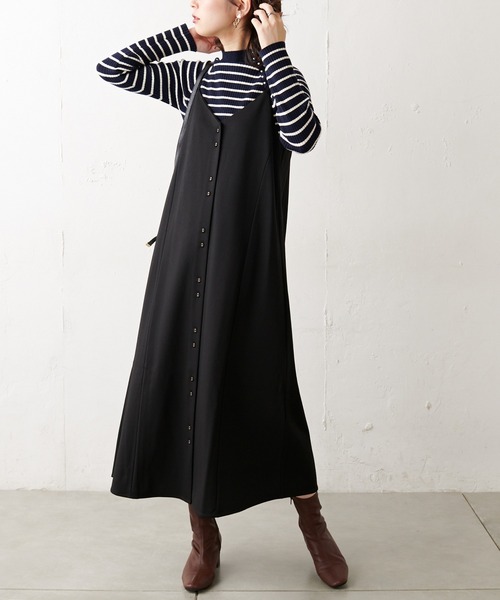 natural couture（ナチュラルクチュール）の「モクロディフレアキャミワンピース（ワンピース・レディース・ダークブラウン/ベージュ/ピンク/ライトベージュ/ブラック・FREE）」の2枚目の写真