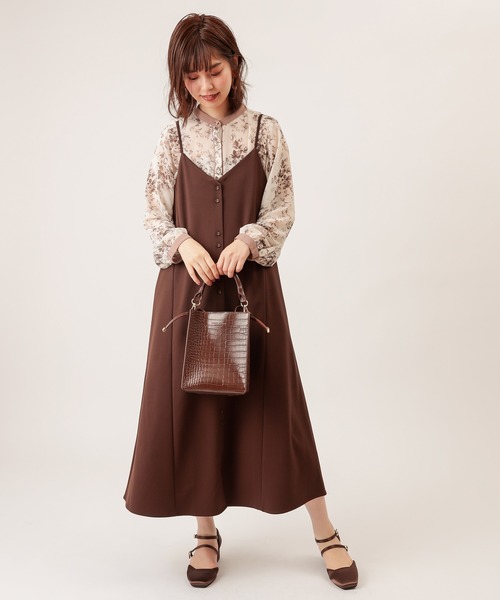 natural couture（ナチュラルクチュール）の「モクロディフレアキャミワンピース（ワンピース・レディース・ダークブラウン/ベージュ/ピンク/ライトベージュ/ブラック・FREE）」の7枚目の写真