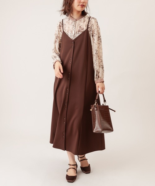 natural couture（ナチュラルクチュール）の「モクロディフレアキャミワンピース（ワンピース・レディース・ダークブラウン/ベージュ/ピンク/ライトベージュ/ブラック・FREE）」の8枚目の写真