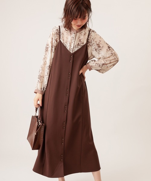 natural couture（ナチュラルクチュール）の「モクロディフレアキャミワンピース（ワンピース・レディース・ダークブラウン/ベージュ/ピンク/ライトベージュ/ブラック・FREE）」の6枚目の写真