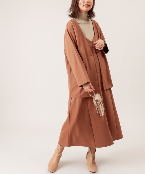 natural couture（ナチュラルクチュール）の「モクロディフレアキャミワンピース（ワンピース・レディース・ダークブラウン/ベージュ/ピンク/ライトベージュ/ブラック・FREE）」の11枚目の写真