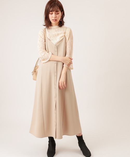 natural couture（ナチュラルクチュール）の「モクロディフレアキャミワンピース（ワンピース・レディース・ダークブラウン/ベージュ/ピンク/ライトベージュ/ブラック・FREE）」の13枚目の写真