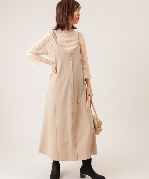 natural couture（ナチュラルクチュール）の「モクロディフレアキャミワンピース（ワンピース・レディース・ダークブラウン/ベージュ/ピンク/ライトベージュ/ブラック・FREE）」の14枚目の写真